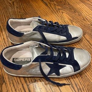 GOLDEN GOOSE SUPERSTAR metallic/navy size 40 sneakers
